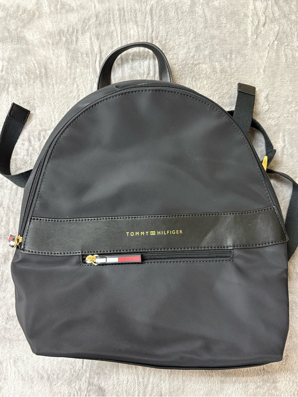 Tommy Hilfiger Black Backpack with Gold Accents